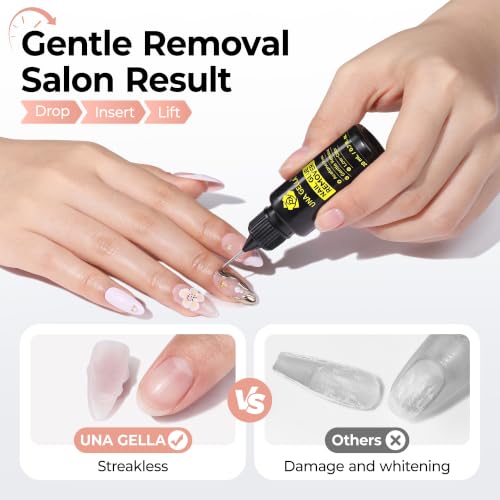 Image of UNA GELLA Nail Glue Remover for Press On Nails 20ml Pinpoint Acetone-Free | Semi Solid Nail Glue Remover for Nail Tips, Gentle GLUE Remover with Upgraded Stick for Easy Removal Salon