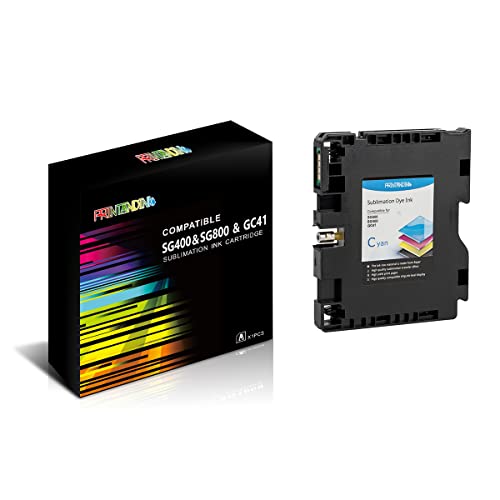 PRINTANDINK SG400 SG800 Tinta Sublimación Sawgrass Virtuoso SG400/SG800 - Cartucho Cian 32ml, Chip OEM,Antiobstrucción, Alta Capacidad（Cyan）