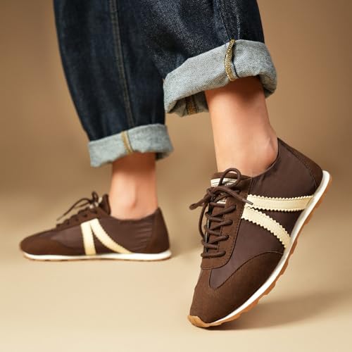 Image of Theater Fuji Casual Sneakers in Suede for Women | Stylish Flat Lace-Up Shoes | Lightweight Comfortable Footwear with Cushioned Insole