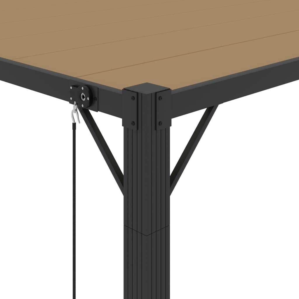 Pergola z dachem lamelowym, 3 x 3 m, kolor taupe i aluminium, pawilon ogrodowy, taras, regulowany, odporny na działanie wody, rama aluminiowa, wytrzymała, trwała, do użytku na zewnątrz