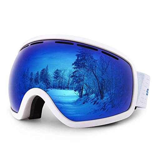 Snowledge Ski Snow Goggles Anti-Fog Ultraviolet Protection Over The Glasses Ski/Snowboard Goggles of Double Spherical Cool Lens for Men Women Adults
