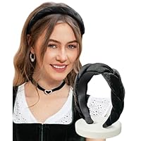 DIRNDLSTERN Geflochtener Trachten Haarreifen Damen - Haarschmuck Haarreif Dirndl Samt Oktoberfest Accessoires Schwarz