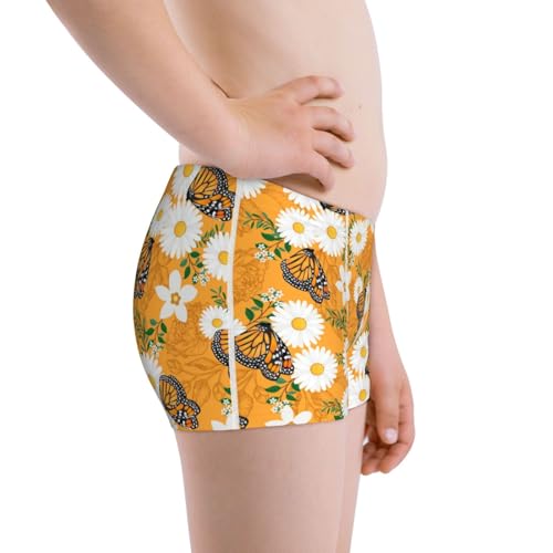 Boys' Cotton Boxer Brief Soft Underwear-White Floral And Butterflies2