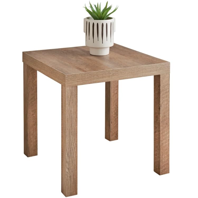 FAHAAM Oak Effect Wooden Side Table, Small Coffee Table, 45cm x 45cm x 45cm, Brown