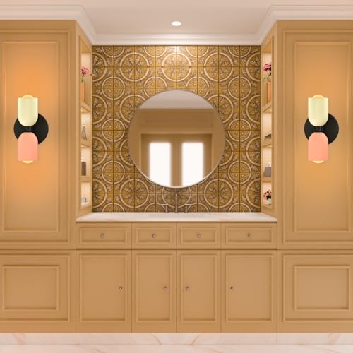 Image of CREATESTAR Indoor Warm Wall Sconces Sets of 2, Vanity Mirror Light Fixtures with 3000K E26 Bulb for Hallway Porch Corridor Home Decor