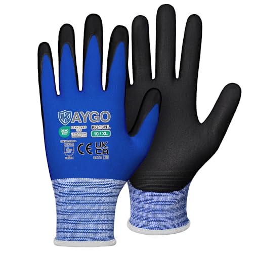 KAYGO Safety Work Gloves MicroFoam Nitrile Coated 3 works, KG18N