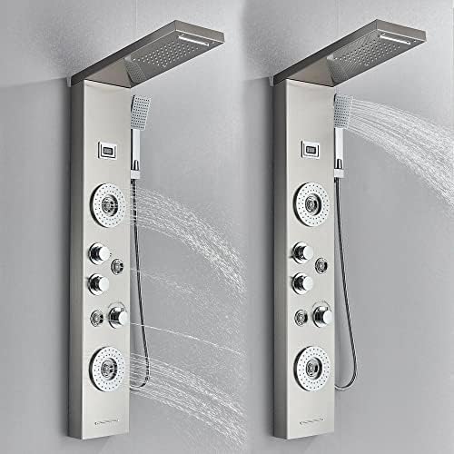 Panel de Ducha Torre en Acero Inoxidable Impermeable con Chorro Lluvia y Masaje, Juego de Grifo miniatura 4