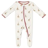 Bamboo Little Soft Baby Footie Pajamas, Baby Clothes, Newborn Sleepers, 95% Viscose and 5% Spandex, Giraffe, 0-3 Months