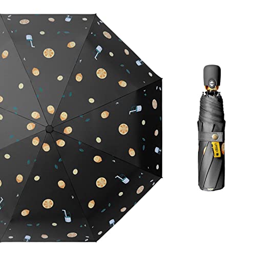 MaikOn paraguas de viaje compacto, Paraguas de viaje compacto a prueba de viento, 8 varillas, protección UV UPF 50+, plegable y portátil, apertura/cierre automático, hombres y mujeres(Black)