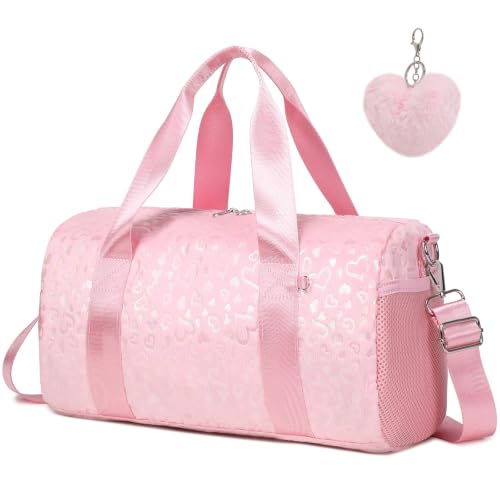 Sac de danse pour filles Love Pink anti-humidité avec compartiments