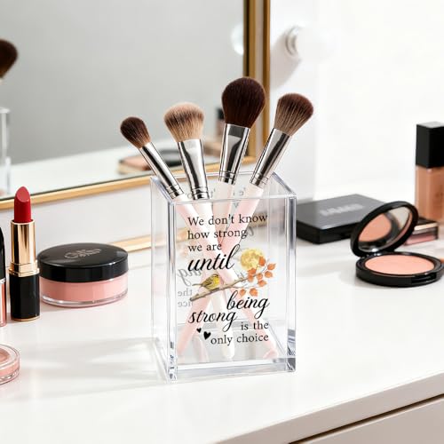 Image of Mental Health Acrylic Pen Pencil Holder for Desk Makeup Organizer (Transparent18)