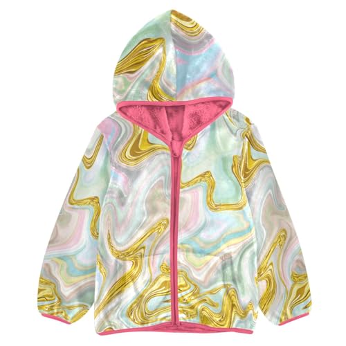 OTVEE Neon Colorful Golden Marble Kids Hoodie Jacket Fall Spring Full Zip Warm Outwear Coat