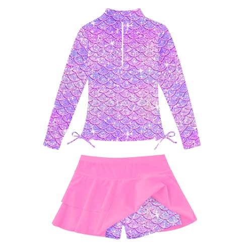 Image of Vogseek 3-12T Girls Swimsuit Long Sleeve Rashguard Bathing Suits Swim Set