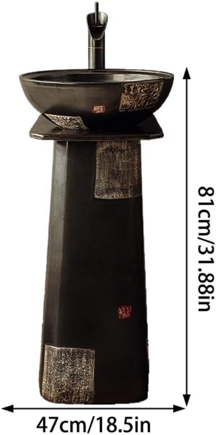 Pedestal Sinks Park Outdoor Wash Basin Courtyard Column Integrated Floor-Standing Bathroom Sink (A)