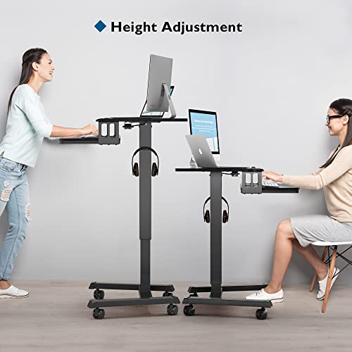 BONTEC-Mobile-Standing-Desk-with-Keyboard-Tray-Mobile-Podium-Computer-Workstation-Up-to-33Lbs-Laptop-Sit-or-Stand-Desk-on-Wheels-Height-Adjustable-Stand-Up-Table-for-Living-Room-Bedroom-Office