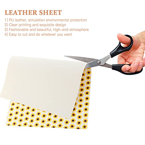 EXCEART 8 Vellen Zonnebloemen Gedrukt Faux Leather Vel Pu Grain Geweven Synthetisch Leer Vel Diverse Voor Oorbellen… - Afbeelding 4