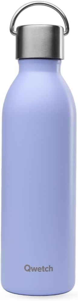 Qwetch - Water Bottle 600 ml Stainless Steel Wisteria Active - Thermos Flask Made from 90% Recycled Stainless Steel - 24 Hours Cold & 12 Hours Hot - Insulated Flask Leak-Proof BPA-Free and Compact