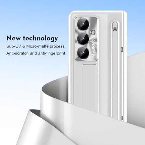Coque Samsung Z Fold 7 blanche avec protège-écran et stylo S intégré