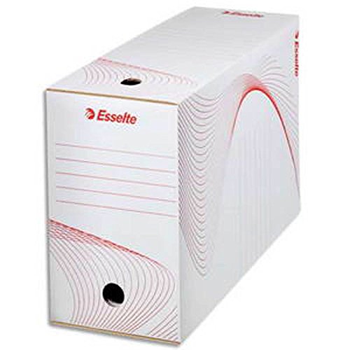 Lot de 25 boîtes à archives , dos de 15 cm, en carton ondulé kraft blanc, conditionnement en caisse carton
