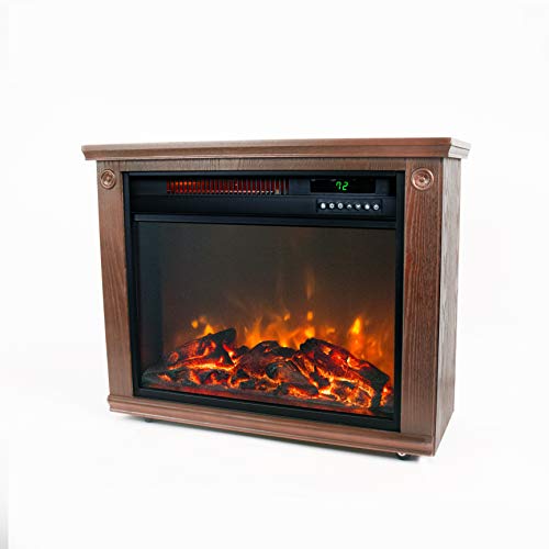 Lifesmart  Large Room Infrared Quartz Fireplace in Burnished Oak Finish w/Remote - Thumbnail 2