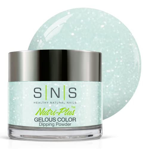 SNS Nail Dip Powder, Gelous Color Dipping Powder - String Bikini (Blue/Aqual Pastel, Shimmer) - Long-Lasting Acrylic Nail Color & Polish Lasts 14 Days - Low-Odor & No UV Lamp Required - 1.5 Oz