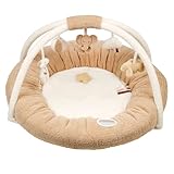 Nattou Krabbeldecke mit Spielbogen und verschiedenen Aktivitäten, Aus Polyester, Ca. 90 cm, Teddy, Weiß/Hellbraun