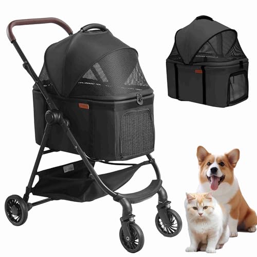 Dog Stroller with Detachable Carrier 3 in 1 Foldable Travel
