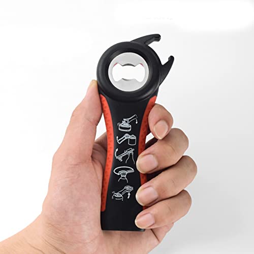 2Pcs 5 In 1 Multi Bottle Opener, Jar Bottle Can Opener Kitchen Multi Tools Opener, Lid Twist Off Gripper, For Seniors Rheumatoid Arthritis Good Kitchen Tool (Black/White) #TOP1