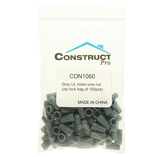 Construct Pro Ul Listed Twist-On For 22-16 Gauge Wire, Bag Of 100 (Gray) #TOP4