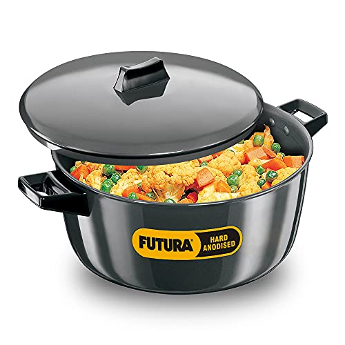Hawkins Futura 6 Litre Cook n Serve Bowl, Hard Anodised Saucepan with Hard Anodised Lid, Sauce Pan for Cooking and Serving, Black (ACB60) (Aluminium) by HAWKINS - Used condition - US$32.20