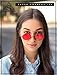 SA106 Retro Vintage Flat Color Circle Round Lens Sunglasses Black Red