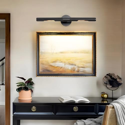 Image of 22 inch L Picture Light Dimmable Vanity Bathroom Light Rotatable 360 Wall Sconce Lights for Pictures Art Gallery Painting Frame,Include Bulbs,Black,22 inch L x 1.38 inch D