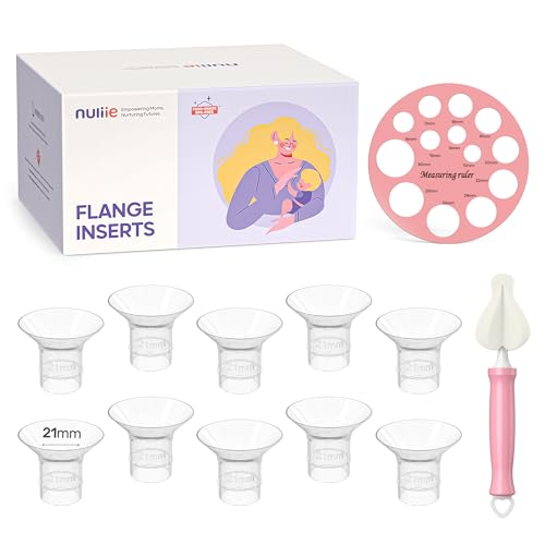 Image of Nuliie 10PCS Silicone Flanges Insert Replacement Kit, Flange Sizing Kit 21mm for 24mm Flange/Shield Breast Pumps, Pumping Essential Kit for Moms