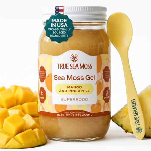 TrueSeaMoss Sea Moss Gel – Wildcrafted Seamoss with Fruits – Jams & Jellies – Mango/Pineapple, Pack of 1 (Labels may Vary)
