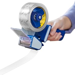 Tape Gun Packing Shipping Packaging Mailing Dispenser Heavy Duty Clear Refill Sealing Parcel Carton Holder Handheld Cutter Moving Boxes Industrial Office Supplies for 2 Inch Wide, 3 inch Core Tape