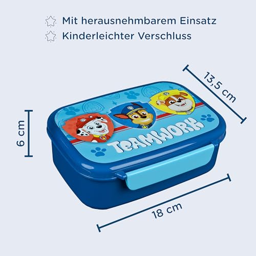Scooli - Paw Patrol Kindergeschirr Geschenkset - Set bestehend aus Brotdose und Trinkflasche - ideal für die Schule oder Kindergarten – für Kinder ab 4 Jahren – aus Kunststoff – BPA frei