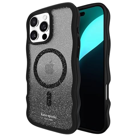 kate spade new york Etui na iPhone'a 16 Pro Max - kompatybilne z MagSafe - designerskie etui na telefon - falista noc