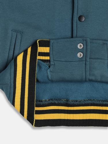 Image of Li'l Tomatoes Boys Winter Fleece Varsity Jacket | Warm Snap Button Baseball Style Sweatshirt | Casual Wear | 9-16 Years