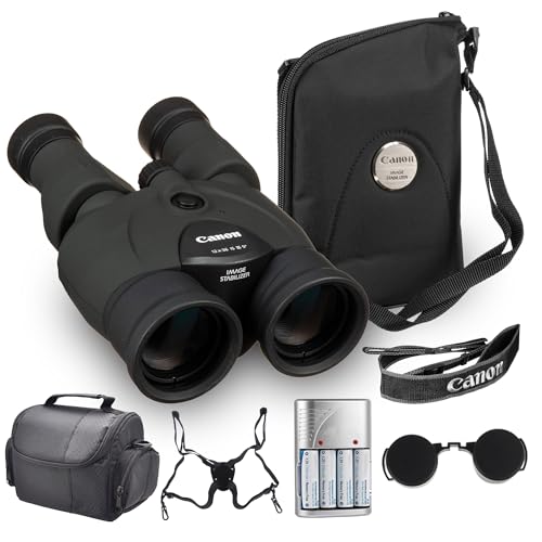 Canon 12x36 is III Image Stabilized Binoculars Bundle | 12x Magnification with Optical Image Stabilization Sharp Optics & Ergonomic Design | for Travel & Birdwatching (9526B002) + Harness + More