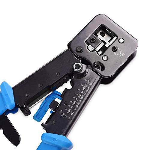 Cable Matters Modular Rj45 Crimp Tool For Pass-Through Connectors (Pass-Through Ethernet Crimper) With Built-In Wire Cutter And Stripper - 10-Pack Pass-Through Cat6 Rj45 Connectors Included #TOP4