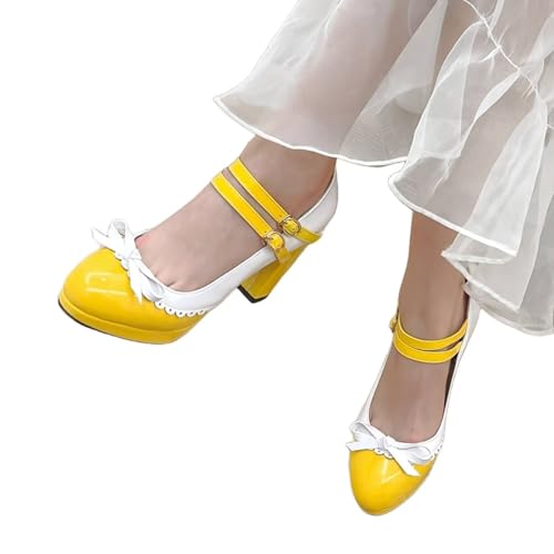Image of MEOTINA Cute Bow Heels Mary Janes Shoes Women Dress Platform Strappy High Heels Kawaii Shoes