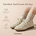CUSHIONAIRE Belinda Women’s Lace Detail Casual Sneakers – Elegant Ribbon Lace-Up Summer Shoes for Women with Memory Foam, IVORY 8.5