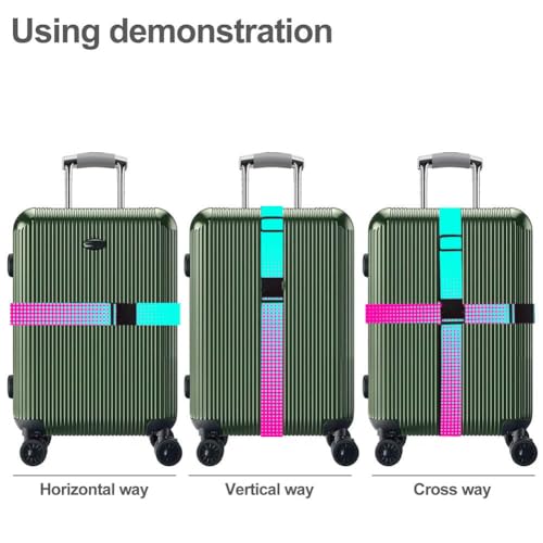 Image of Luggage Straps for Suitcases TSA Approved Easy Pack Organized Suitcase Strap, Luggage Strap, Luggage Belt Strap, Bag Straps for Luggage. Buckle Straps Travel Accessories (Gradient Dot)
