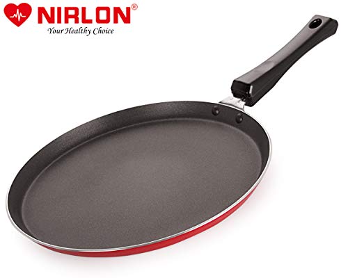 Image of Nirlon Aluminum Non Stick Flat Dosa /Roti Tawa with Bakelite Handle 29.5cm(26 mm Classic FT126)