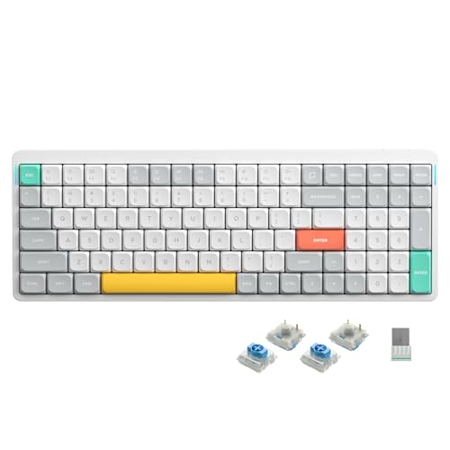 Image of nuphy Air96 V2 Wireless Mechanical Keyboard,100 Keys RGB Backlit Keyboard,Supports Bluetooth 5.1,2.4G and Wired Connection,for PC /Laptop /Windows /Mac -White Gateron Blue Switch
