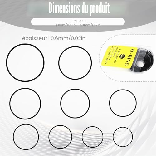 Gtziqa 28 pièces de joints toriques pour cadran arrière de montre, 0,6 mm ensemble de joints en caoutchouc étanche pour la réparation de montres accessoires – vue 2