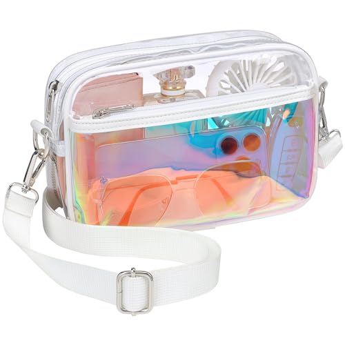 Image of PACKISM Clear Bag for Stadium Events - Small Clear Purse Crossbody Bag | Adjustable Wide Strap, 2 Easy Access Pockets, Thick 0.5mm PVC, for Sports Game Day Concerts Festival, Women Clear Stadium Bag