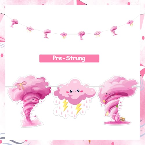 Image of Sursurprise Two Nado Birthday Party Decorations for Girls, She's a Little Two Nado Banner Pink Tornado Sign, Tornado 2 Year Old Birthday Decor Supplies