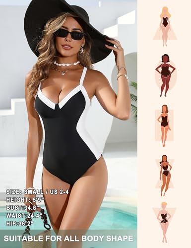 Blooming Jelly Women's One Piece Swimsuit Tummy Control Bathing Suit Slimming Color Block Swim Suits 20252