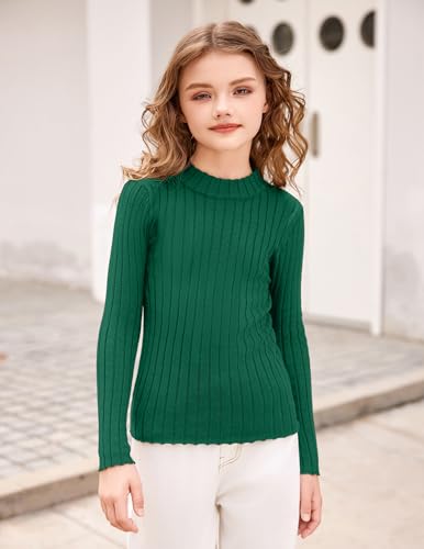 Image of Arshiner Girls Half Turtleneck Long Sleeve Knit Slim Sweater Pullover Tops